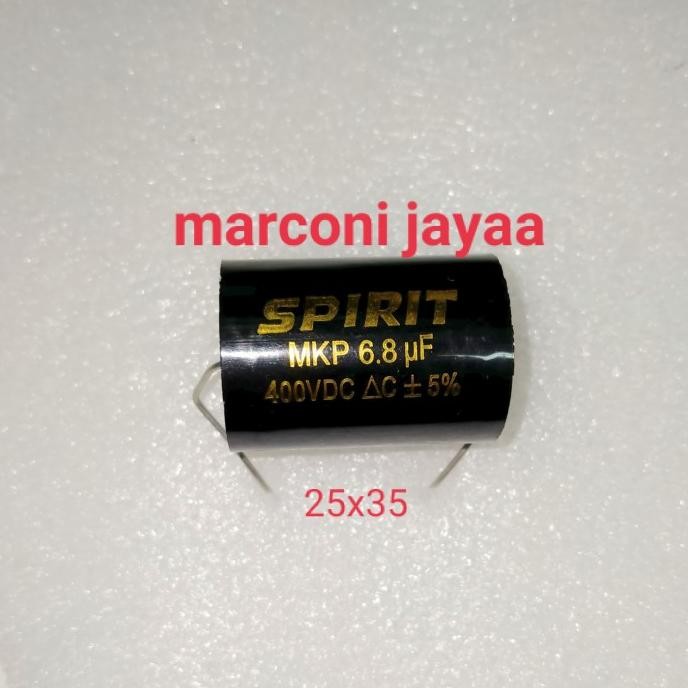Promo kapasitor mkp 6,8uf 400v SPIRIT axial 25x35 COD