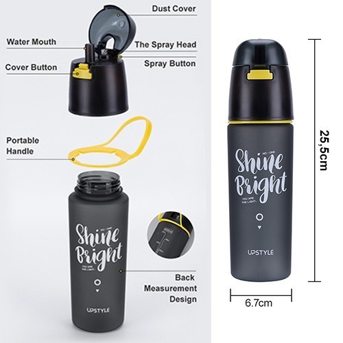 Botol Air Minum 600 Ml Spray Upstyle Sport Water Bottle Frosted Stock