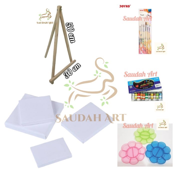 

Paket Lukis Lengkap (kanvas,kuas,palet,cat air,easel)