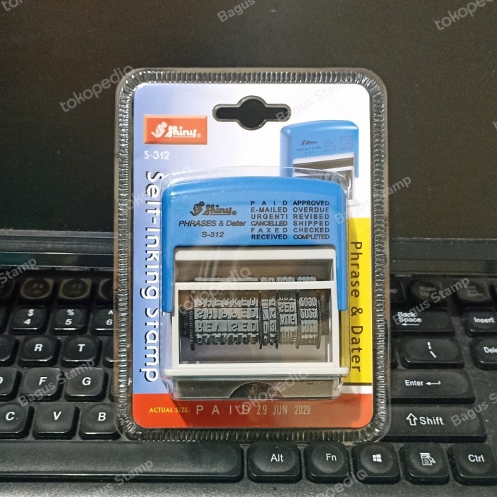 

Stempel Tanggalan Shiny S 312 / S-312 (Self Ink) Phrases & Dater Stamp