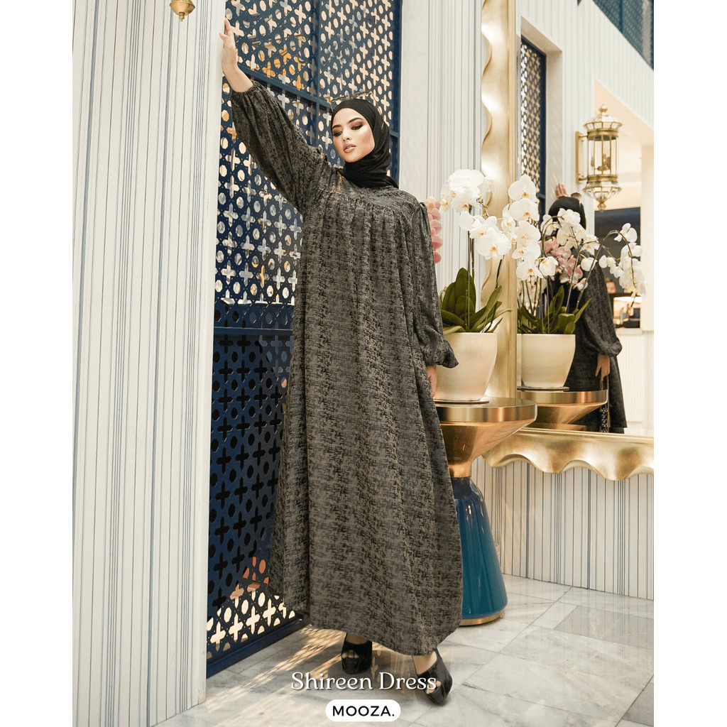 Shireen Dress Black | Model Gamis Terbaru | Model Baju Gamis Kombinasi Brokat Terbaru