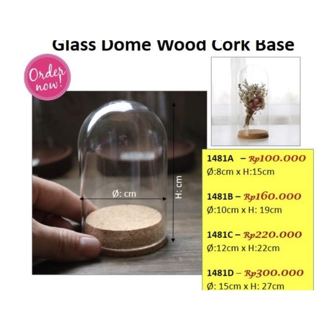 

Promo Glass Dome Wood Cork Base - Flower dome - d18 - 1481A COD