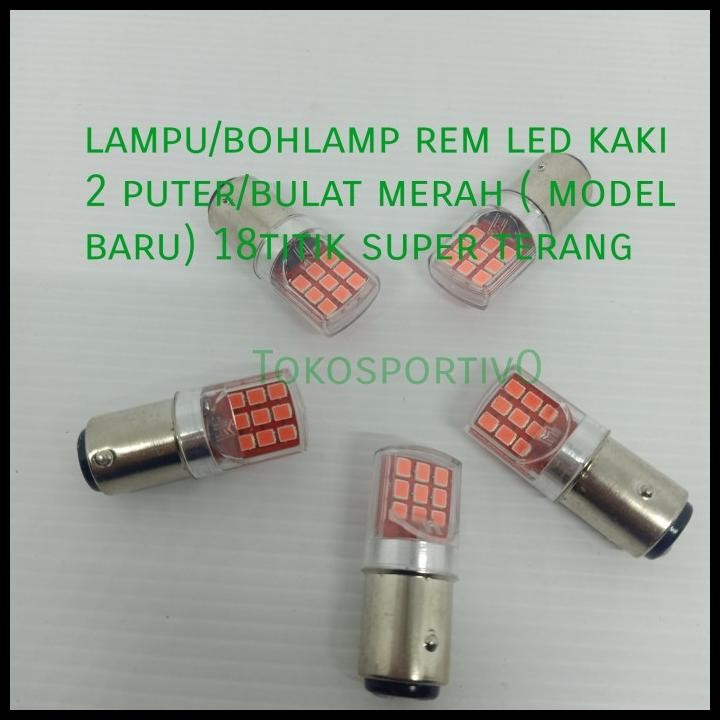 DISKON LAMPU BOHLAMP LED REM STOP KAKI 2 BULAT MODEL MIKA LED MOBIL MERAH 