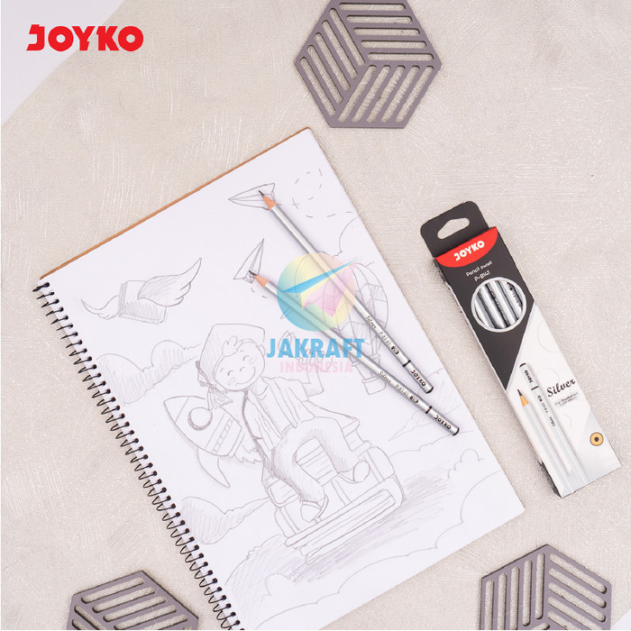 

Pensil Tulis 2B Joyko P-8140 Gold P-8141 Silver Kayu Asli Rounded Pencil Serbaguna Murah Banget