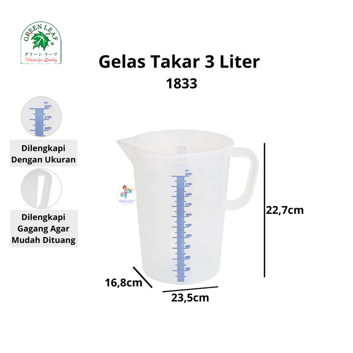 PROMO! Green Leaf Gelas Ukur / Takar 3 Liter 1833