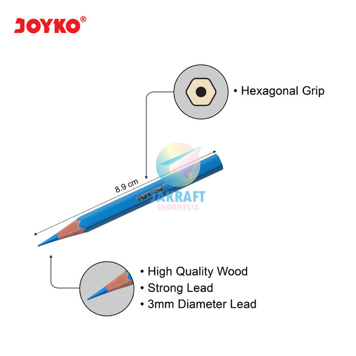 

Pensil Warna Pendek 12 Warna Joyko Color Pencil Cp-107 Woodless