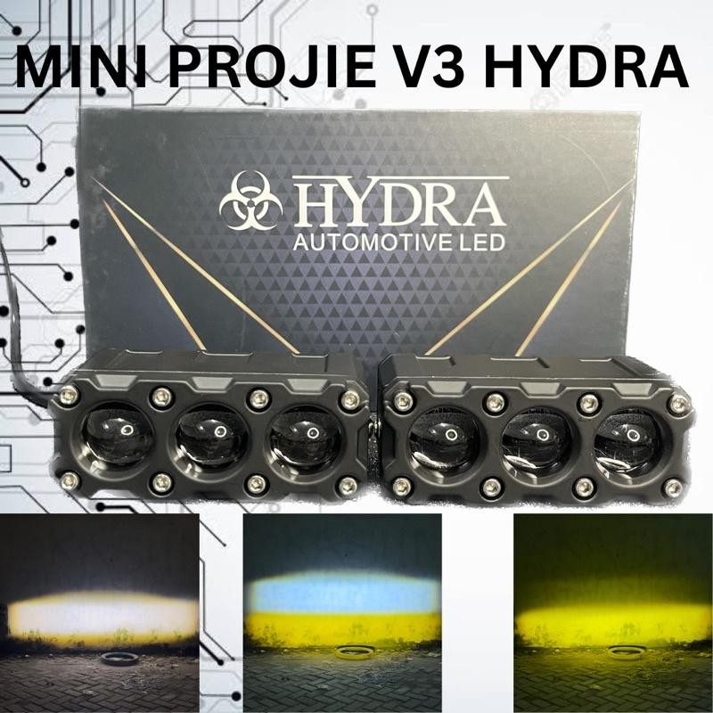 Lampu Tembak Foglamp Sql 3 Mata Lensa Hi Loo Putih Kuning 2 Warna Hydra / Mini Projie 3 Mata Lensa B