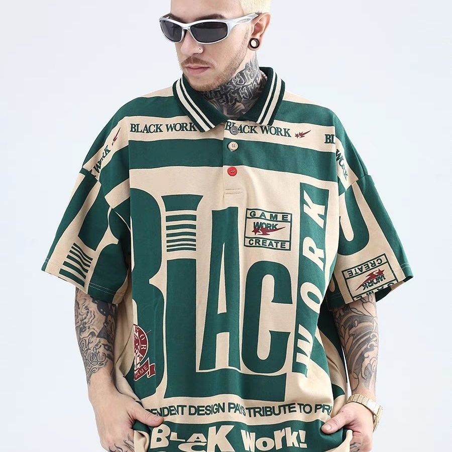 Retro Pria Canggih Amerika polo Kemeja Musim Panas Pria/Lengan Pendek/T Baju Kaos