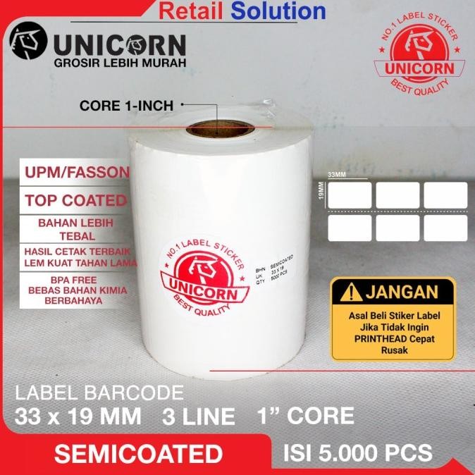 

Sale Stiker Label Barcode Semicoat 33X19Mm / 33X19 Mm / 33 X 19 Mm 3 Kolom