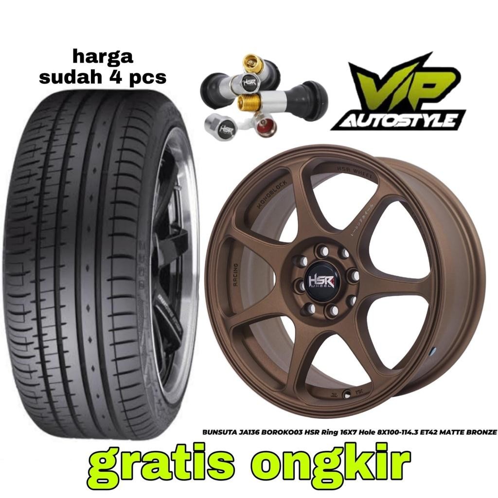 Paket Velg Racing R16 Celong Plus Ban - Untuk Mobil Avega Rio Mazda2 Sigra Brio Mirage Hsr Brisket R