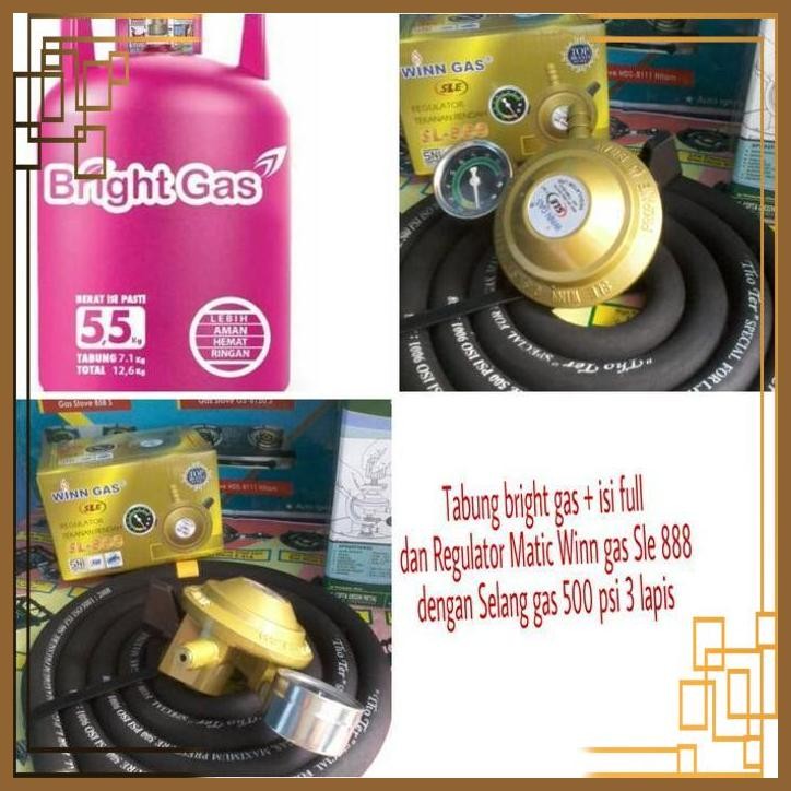 [GKP] TABUNG GAS BRIGHT GAS + ISI FULL DAN REGULATOR GAS LPG MATIC SLE 888