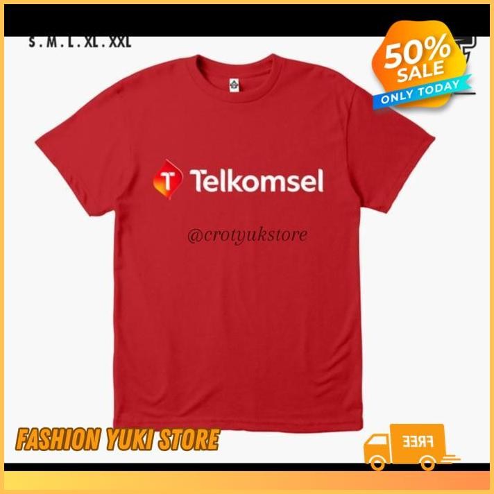 KAOS TSHIRT BAJU OBRAL MURAH COMBED 30S DISTRO TELKOMSEL LOGO BARU PERUSAHAAN POLOS  CUSTOM INDONESI