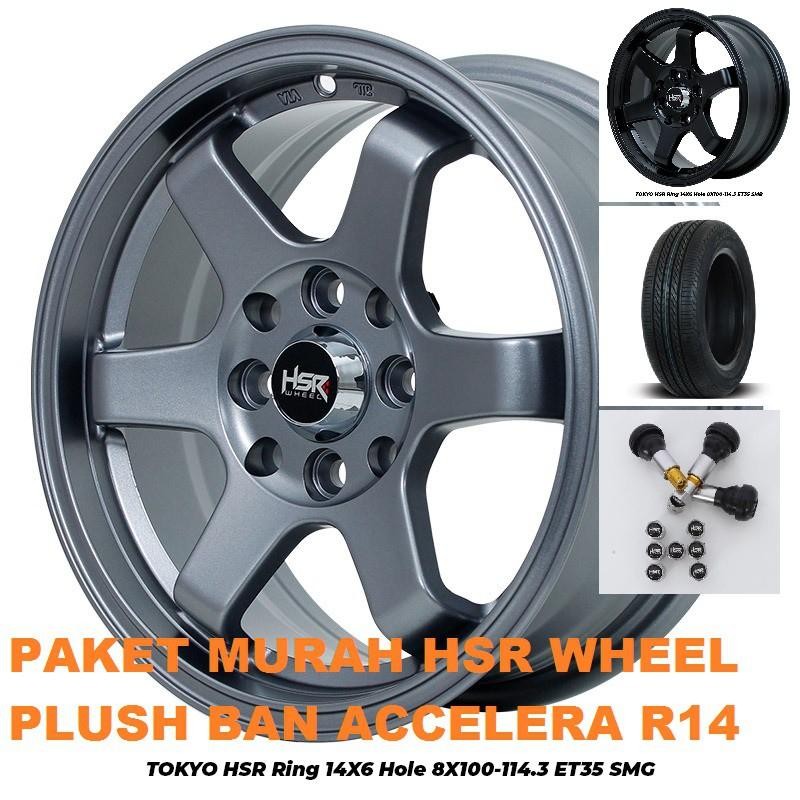 Paket Velg Hsr Wheel Ring 14 Plush Ban Accelera Cocok Untuk Ayla Brio Agya Calya Dan Sigra Wagon R