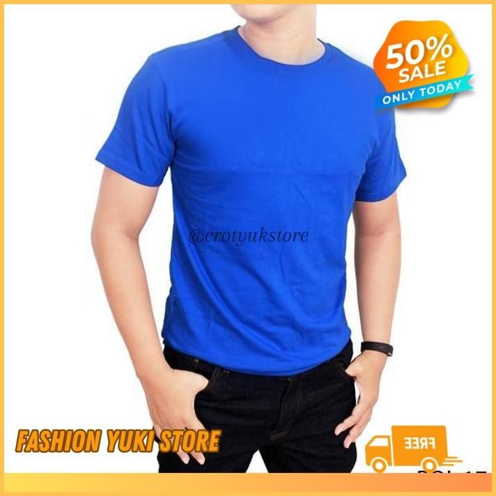 BIRU BCA BENHUR KAOS POLOS CUSTOM KATUN COMBED 30S DISTRO BAJU PRIA TSHIRT  OBRAL MURAH SABLON      