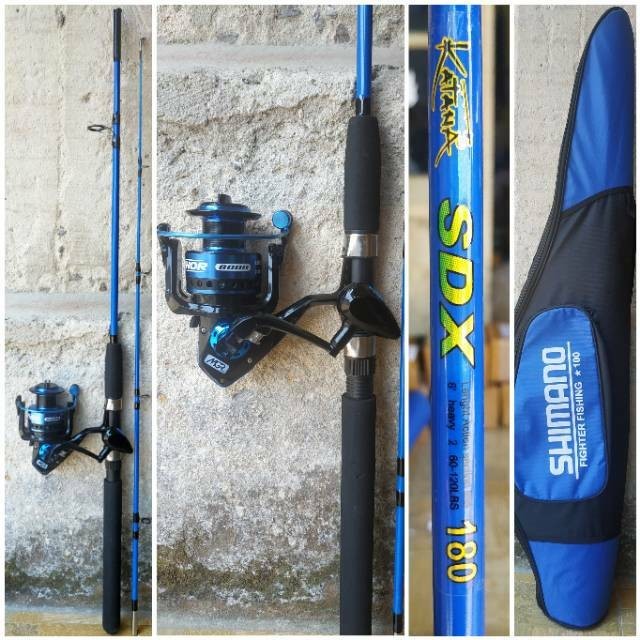 TERBARU Set Pancing Laut Reel Maguro Joran Kekutan 60 kg Edisi Blue