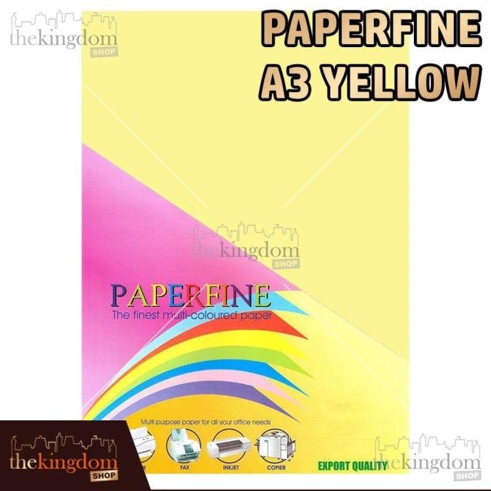

sale! paperfine kertas hvs warna a3 yellow kuning muda isi / 100 lembar 160