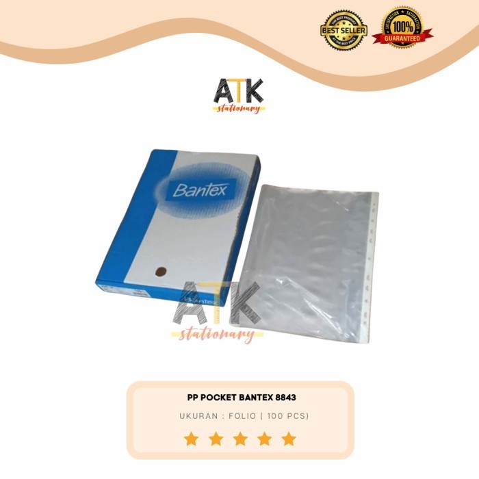 Plastik PP Pocket File Folio Bantex 8843 F4 Isi 100 Lembar atk