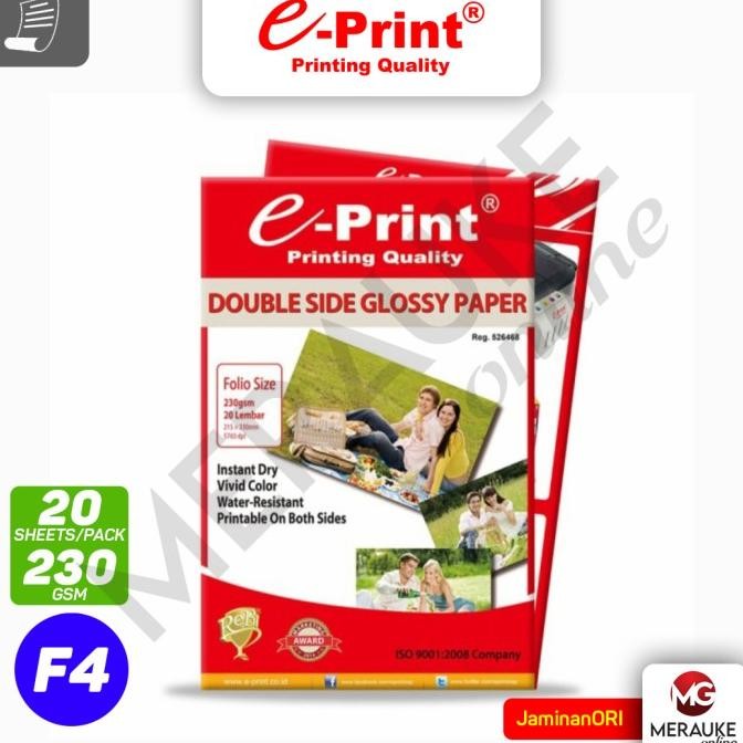

sale! kertas foto e-print glossy double side folio (f4) 230gsm 20s