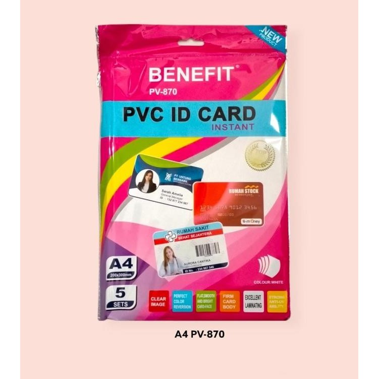 

sale! kertas bahan kartu nama instan pvc id card a4 isi 5