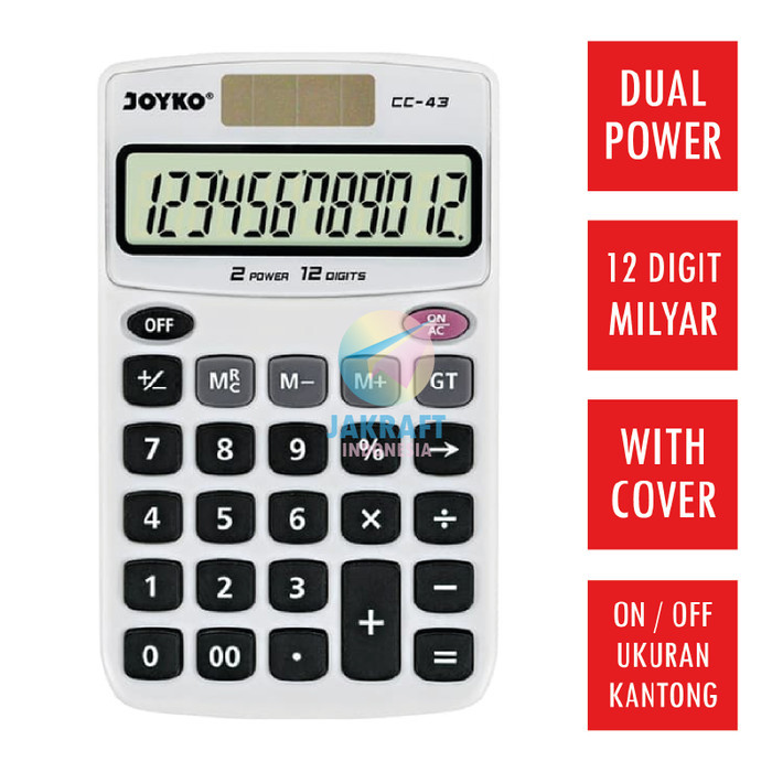 

Kalkulator Mini Joyko Cc-43 Pocket Calculator 12 Digit Dual Power