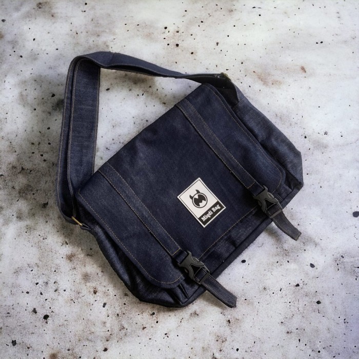BERMUTU tas slempang pria denim MIQDI / Tas Sekolah / Tas Kerja