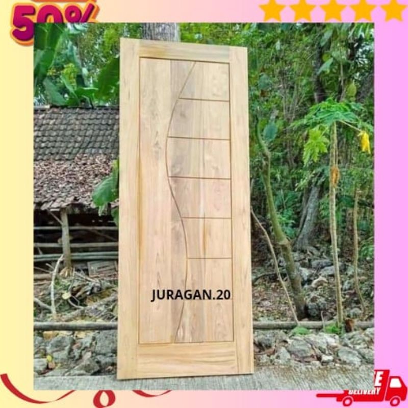 Daun Pintu Rumah Minimalis Moderen Kayu Mahoni