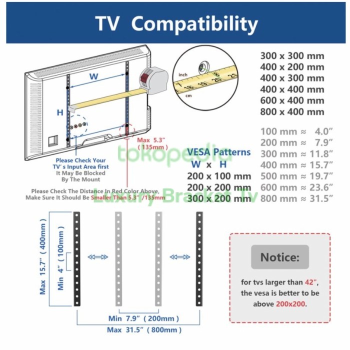 BRACKET/BRAKET/BREKET TV KAKI / STAND TV 24" - 43" INCH UNIVERSAL
