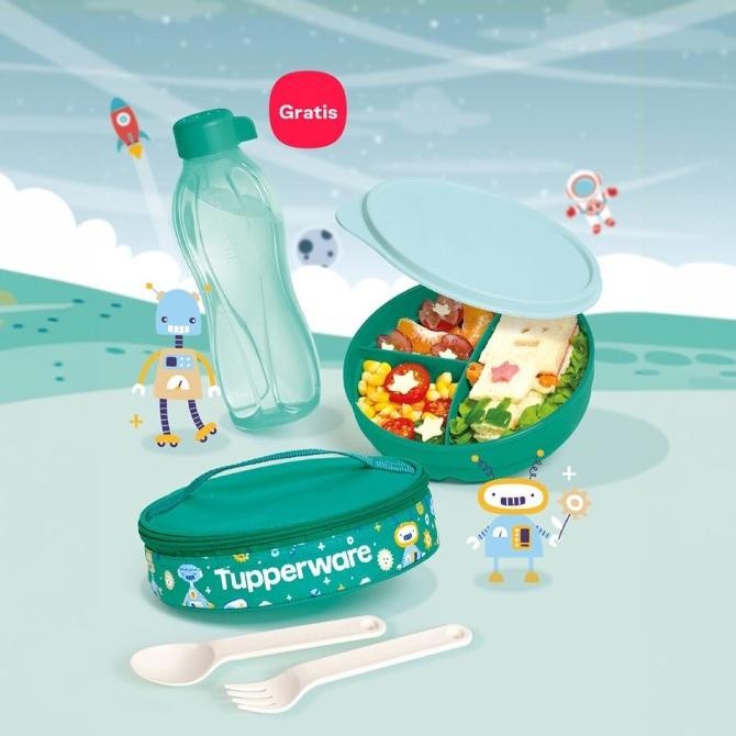 Promo Tupperware Robot Lunch Set Unicron Lunch Box Kotak Bekal Makan Anak