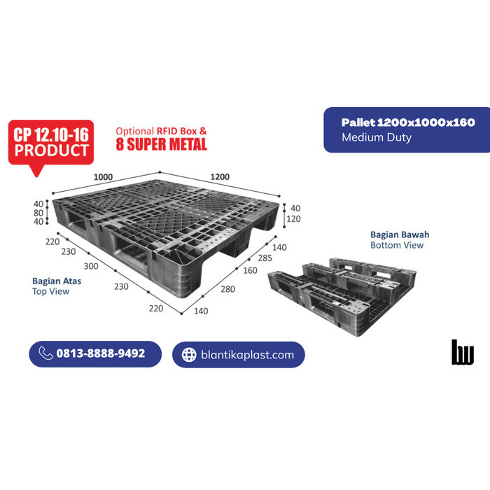 

pallet plastik baru 120x100x16 warna hitam