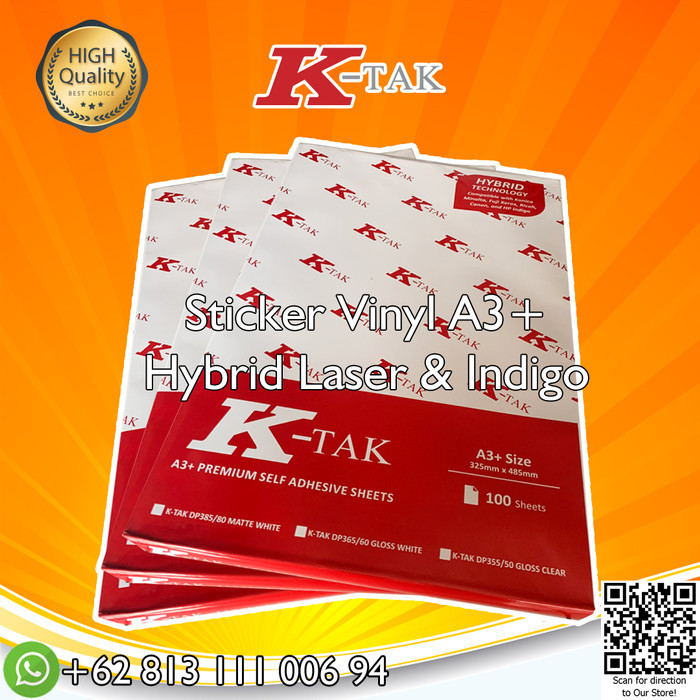 

PROMO! Sticker Vinyl PP Laser Film A3+ K Tak Hybrid Tech Toner dan Indigo