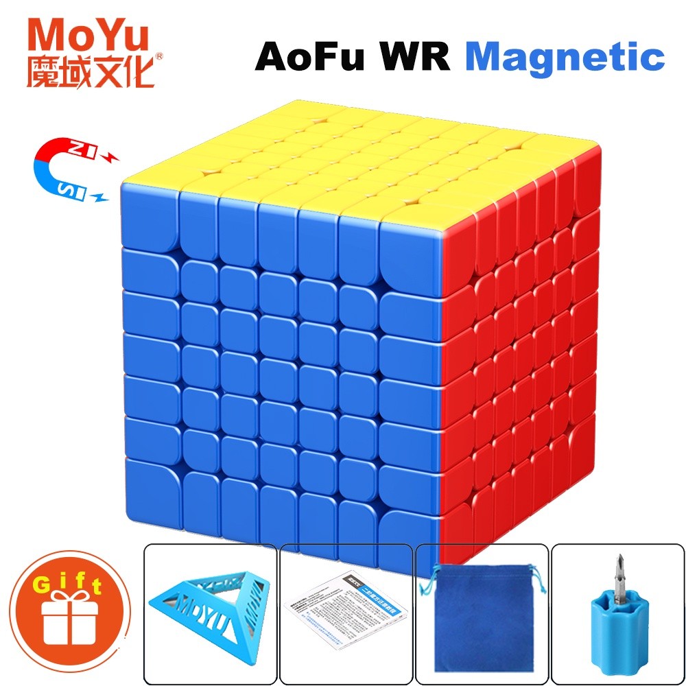 Moyu Aofu Wrm 7x7 Kubus Kecepatan Magnetik Rubick Rubix 7*7*7 Teka-teki Ajaib Magnet Fidget Mainan A