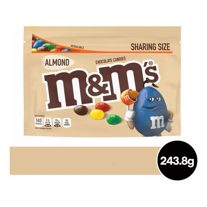 

Cokelat M&M's Almond 243.8gram Sharing Size asal Amerika USA