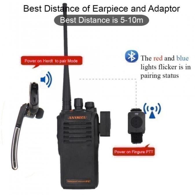 BTHD1 Wireless Dual Bluetooth 4.1 Earpiece for Radio Walkie Talkie ENC