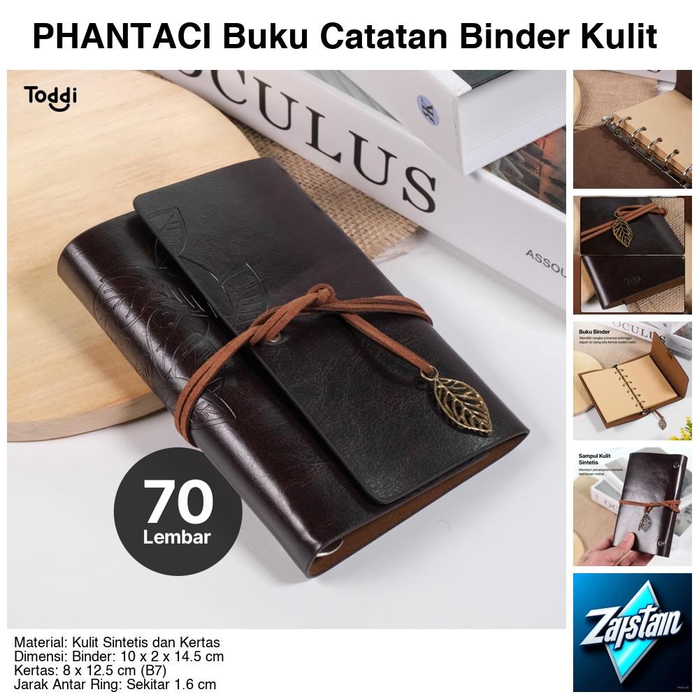 

PHANTACI Buku Catatan Binder Kulit Retro Leaf Kertas B7 - BSD666