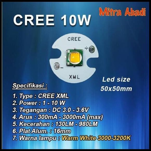 HPL CREE 10W Warm White XML Diameter 16 mm