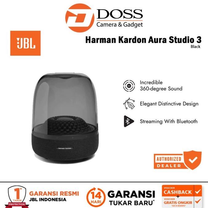 Murah Jbl Harman Kardon Aura 3 Black Portable Bluetooth Speaker Original
