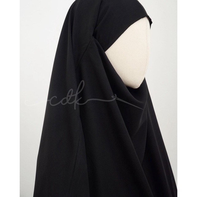 FK French Khimar Two Layers by Cdk Style Siffon Arabeschi Black