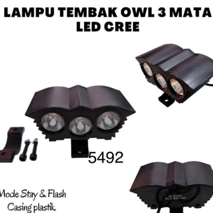 TERLARIS LAMPU SOROT OWL 3 MATA LED 12V 3 MODE/LAMPU TEMBAK 3 MATA SUPER TERANG