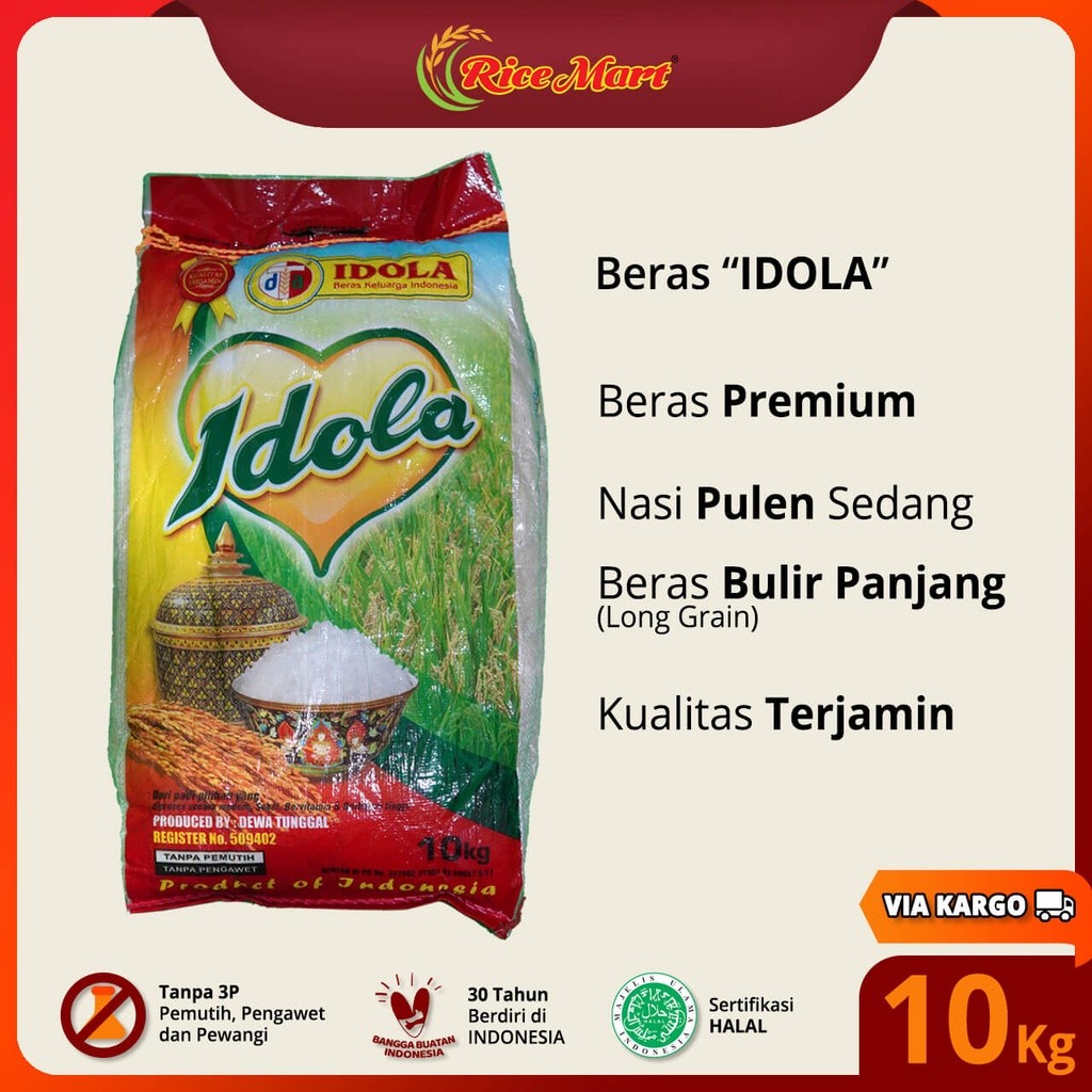 

Beras IDOLA 10 kg [KARGO] - Beras Premium - Pulen Sedang - Produk Indonesia