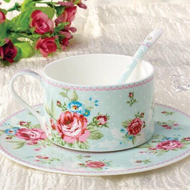TERBARU CANGKIR KERAMIK/TEA SET/CANGKIR SHABBY/VINTAGE/SHABBY/KADO CANTIK BISA GRAB
