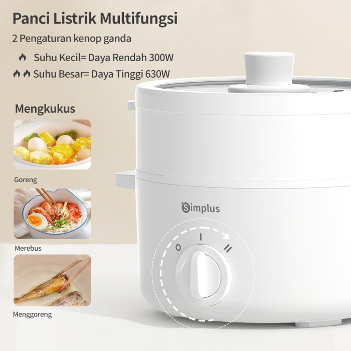 SIMPLUS PANCI LISTRIK SERBAGUNA PANCI ELEKTRIK STEAMER LOW WATT 630W