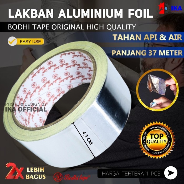 

LAKBAN ALUMUNIUM FOIL 2inch / ISOLASI TAPE PLETSER TAHAN PANAS / PENAMBAL SERBAGUNA LEM HARGA PER 1