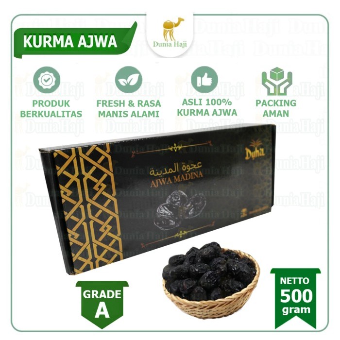 

Kurma Ajwa Asli Madinah 500gr Kurma Nabi Premium Original Saudi Dates