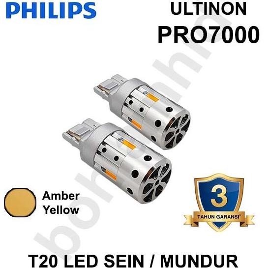 T20 Philips Ultinon PRO7000 LED Sein, Mundur, Senja Socket Tancap W21W Cahaya Kuning / Putih / Merah