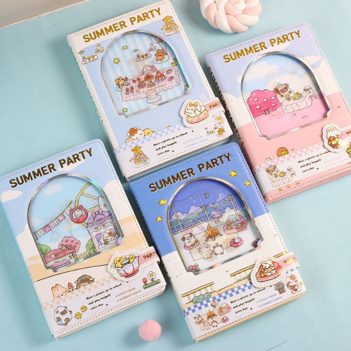 

Magnetic Notebook Hologram Summer Party Buku Diary Pu Leather - 6304