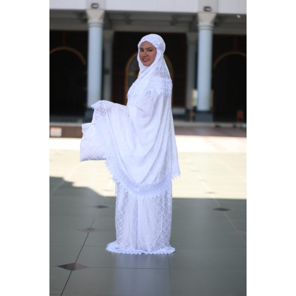 Cod Mukena Dewasa Setelan Sutra Asli Original Sutera Putih Polos Jumbo Terbaru 100 % Original