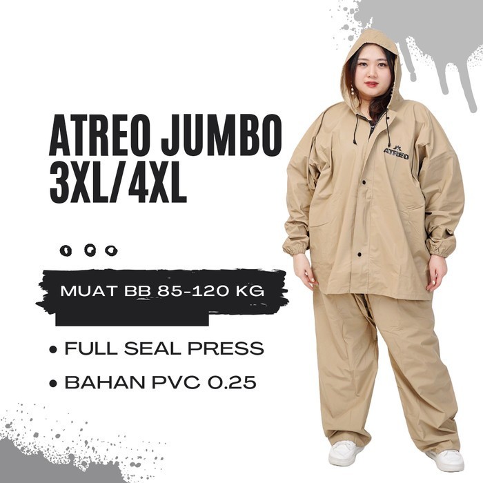 Jas Hujan Mantol Rain Coat Jumbo ATREO Unisex Pria Wanita XXXL XXXXL