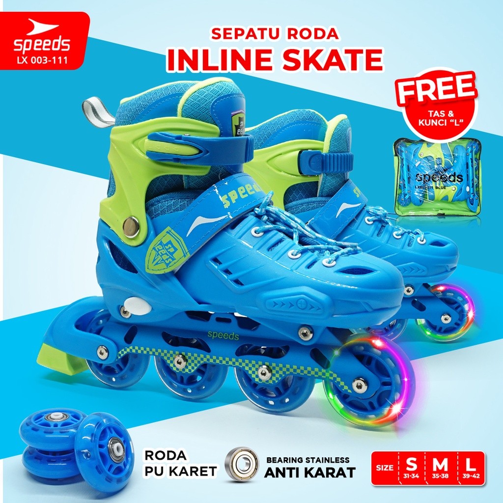 SPEEDS Sepatu Roda Skate Anak/Dewasa Inline Roda Full Karet PU Roller Skate 003-111