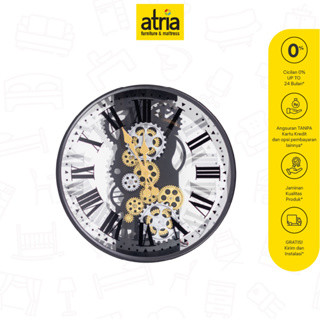 Atria Paxton Jam Dinding Model Gear 53x53 Cm Hitam