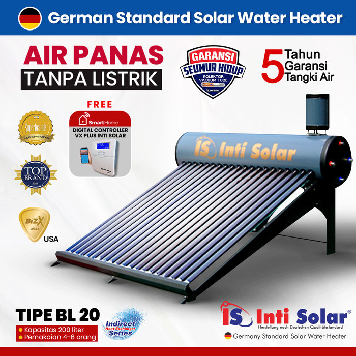 Pemanas Air Matahari IntiSolar 100 Liter BL10 - Pemanas Air Listrik dengan Teknologi Inframerah